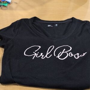 Girl Boss Black Tee with Pink